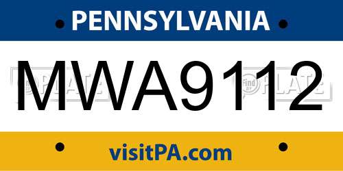 MWA9112 Pennsylvania License Plate