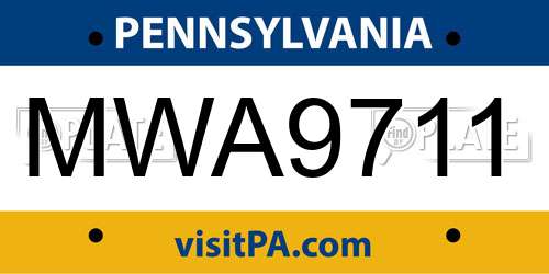MWA9711 Pennsylvania License Plate