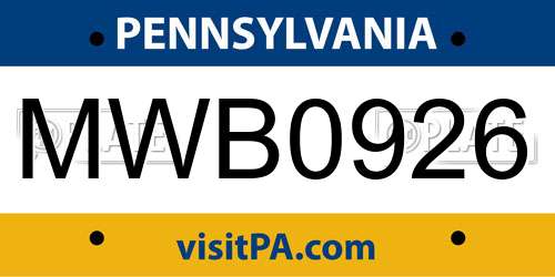 MWB0926 Pennsylvania License Plate
