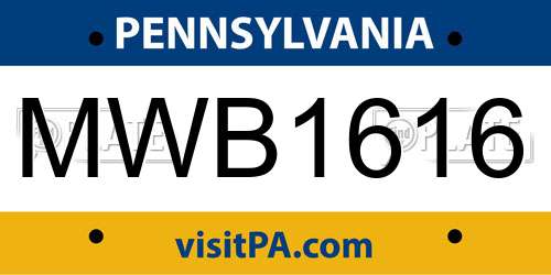MWB1616 Pennsylvania License Plate