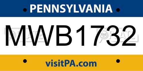 MWB1732 Pennsylvania License Plate