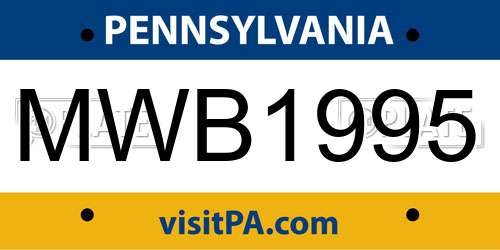MWB1995 Pennsylvania License Plate