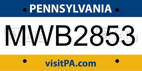 MWB2853 Pennsylvania License Plate