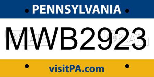 MWB2923 Pennsylvania License Plate