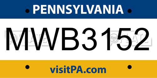 MWB3152 Pennsylvania License Plate