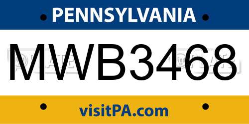 MWB3468 Pennsylvania License Plate