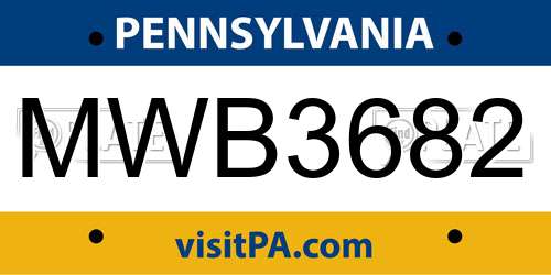 MWB3682 Pennsylvania License Plate