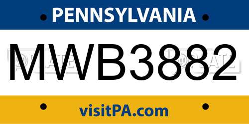 MWB3882 Pennsylvania License Plate
