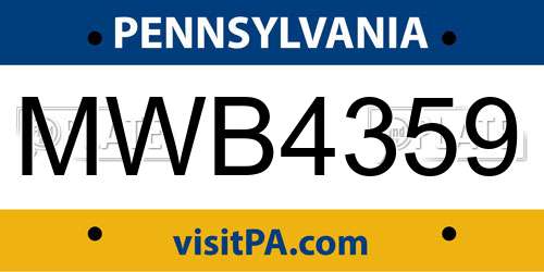 MWB4359 Pennsylvania License Plate