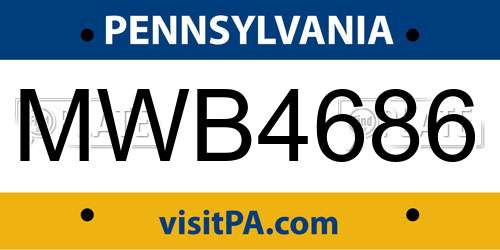 MWB4686 Pennsylvania License Plate