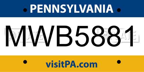 MWB5881 Pennsylvania License Plate