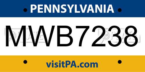 MWB7238 Pennsylvania License Plate