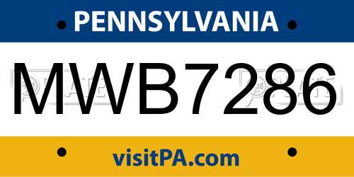 MWB7286 Pennsylvania License Plate