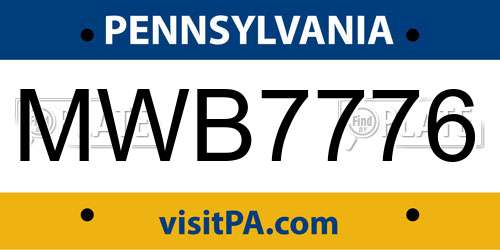 MWB7776 Pennsylvania License Plate