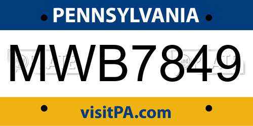 MWB7849 Pennsylvania License Plate