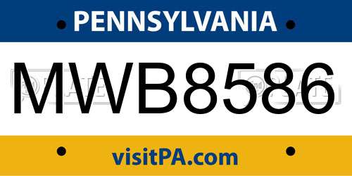 MWB8586 Pennsylvania License Plate