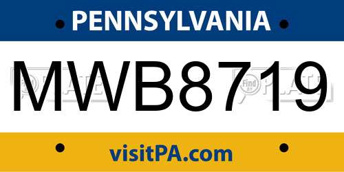 MWB8719 Pennsylvania License Plate