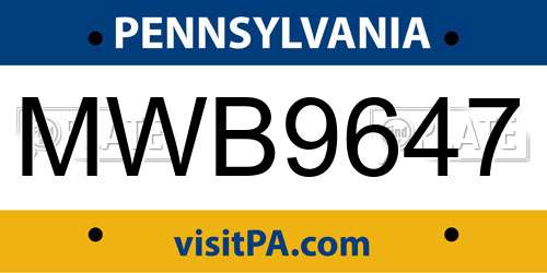 MWB9647 Pennsylvania License Plate