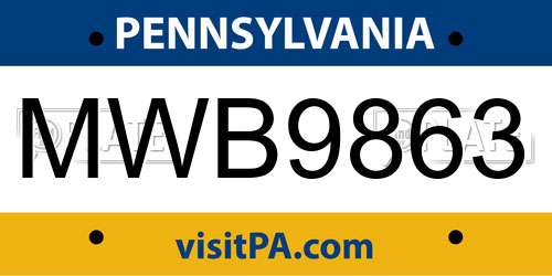 MWB9863 Pennsylvania License Plate
