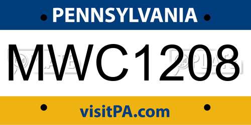 MWC1208 Pennsylvania License Plate