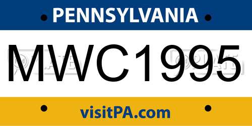 MWC1995 Pennsylvania License Plate