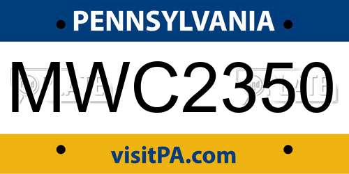 MWC2350 Pennsylvania License Plate
