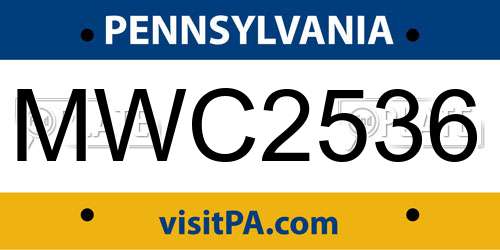 MWC2536 Pennsylvania License Plate