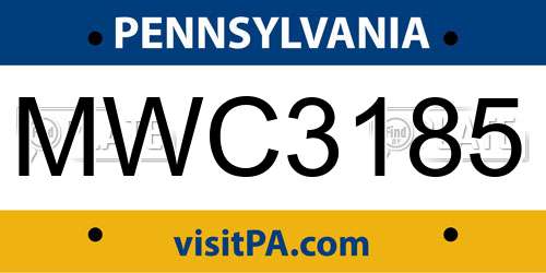 MWC3185 Pennsylvania License Plate