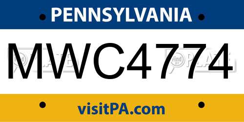 MWC4774 Pennsylvania License Plate
