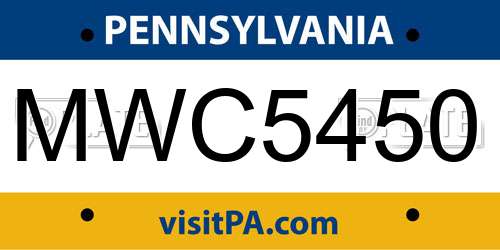 MWC5450 Pennsylvania License Plate