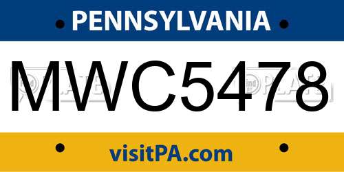 MWC5478 Pennsylvania License Plate