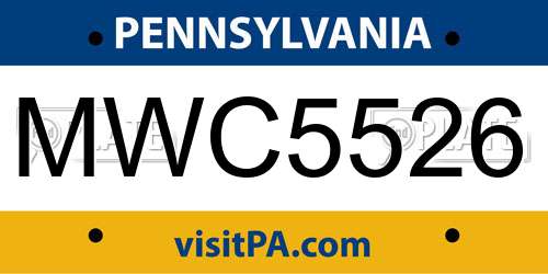 MWC5526 Pennsylvania License Plate