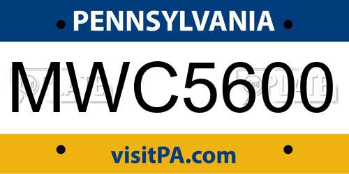 MWC5600 Pennsylvania License Plate