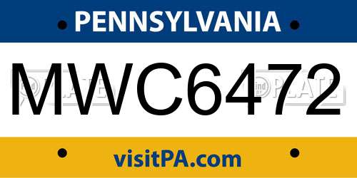 MWC6472 Pennsylvania License Plate