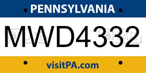 MWD4332 Pennsylvania License Plate