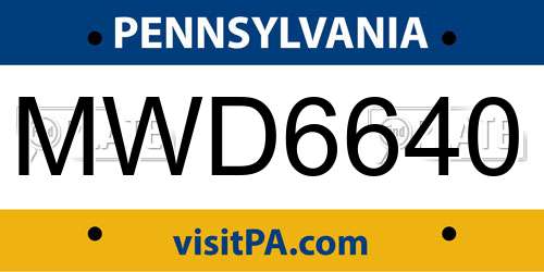 MWD6640 Pennsylvania License Plate