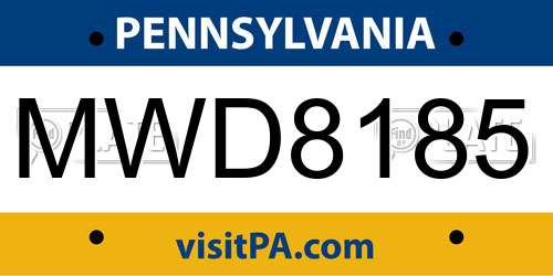 MWD8185 Pennsylvania License Plate