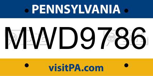 MWD9786 Pennsylvania License Plate