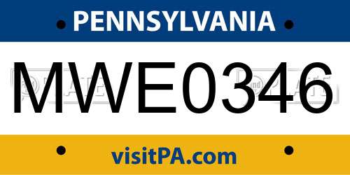 MWE0346 Pennsylvania License Plate