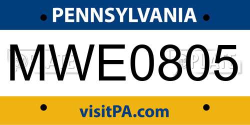 MWE0805 Pennsylvania License Plate