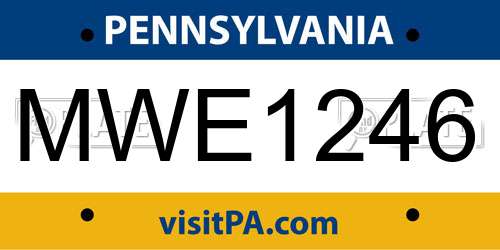 MWE1246 Pennsylvania License Plate