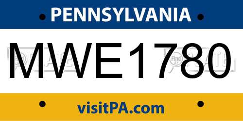 MWE1780 Pennsylvania License Plate