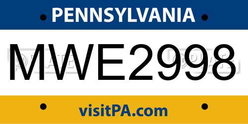 MWE2998 Pennsylvania License Plate