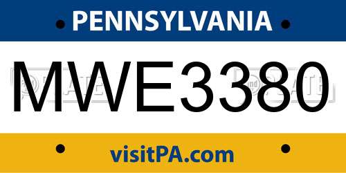 MWE3380 Pennsylvania License Plate