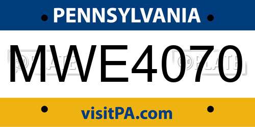 MWE4070 Pennsylvania License Plate