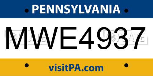 MWE4937 Pennsylvania License Plate