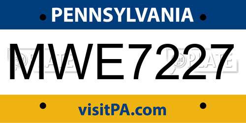 MWE7227 Pennsylvania License Plate