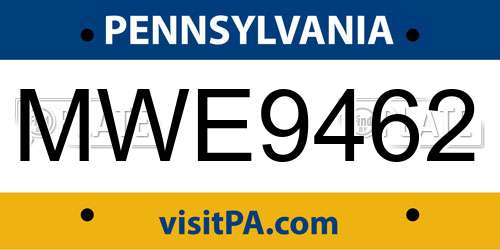MWE9462 Pennsylvania License Plate