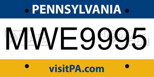MWE9995 Pennsylvania License Plate