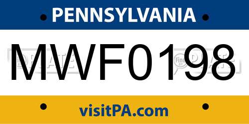 MWF0198 Pennsylvania License Plate